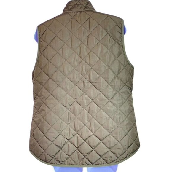 Old Navy Women's Quilted Olive Green Vest Large Stand Collar Zip Closure - Picture 2 of 7